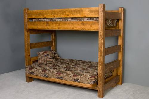 Barnwood Twin over Futon Bunk Bed by Viking Log Furniture