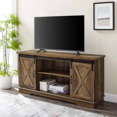 58 Inch Modern Farmhouse Wood TV Stand - Rustic Oak by Walker Edison