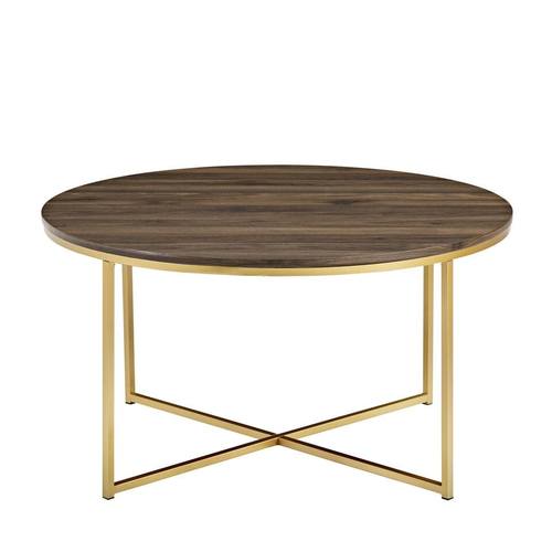 Mid Century Modern Coffee Table - Dark Walnut/Gold by Walker Edison