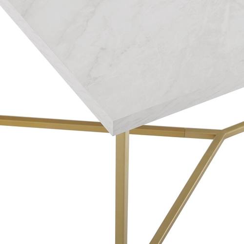 Mid Century Modern Coffee Table - White Faux Marble/Gold by Walker Edison