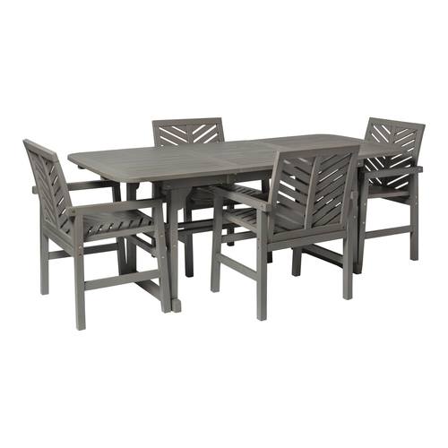 5-Piece Extendable Outdoor Patio Dining Set - Grey Wash by Walker Edison