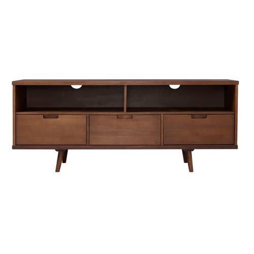 58 Inch 3-Drawer Mid Century Modern TV Stand - Walnut by Walker Edison