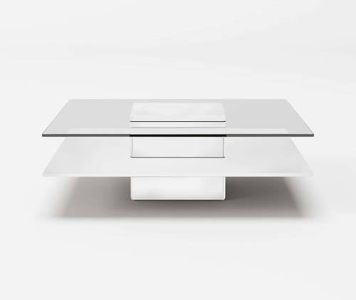 Modrest Clarion - Modern White & Clear Glass Coffee Table by VIG Furniture