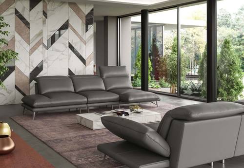 Coronelli Collezioni Milano Modern Italian Leather Grey Sectional Sofa by VIG Furniture