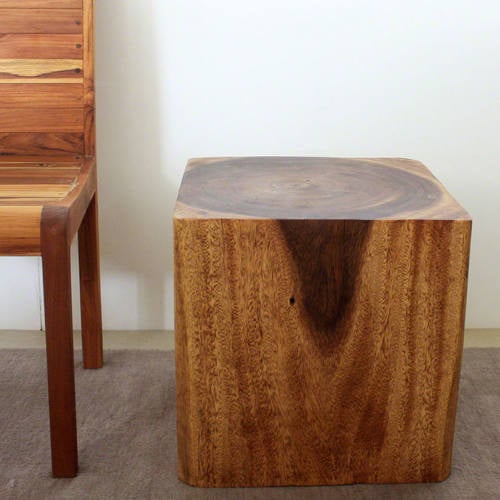 Wood Cube End Table Sustainable Monkey Pod by Strata