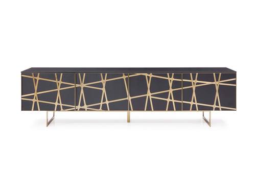 Modrest Kilson - Modern Black Oak & Champagne Gold TV Stand by VIG Furniture
