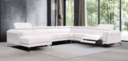 Divani Casa Gilsum - White Modern Leather Single Power Recliner Sectional  Sofa by VIG Furniture