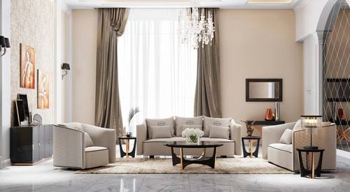 A&X Talin Modern Beige Fabric Sofa set by VIG Furniture