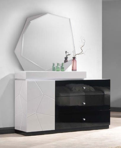 Turin Black and Light Gray Lacquer Dresser w/Mirror - Thumbnail 2