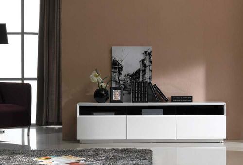 TV023 White Gloss TV Stand Black by J&M Furniture
