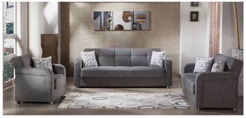 Vision Diego Gray Sofa, Love & Chair Set by Bellona