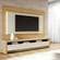 Sylvan 2-Piece 70.86 Inch Off White & Natural Wood TV Stand & TV Panel w/ LED Lights by Manhattan Comfort