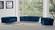 Chester Blue Fabric Sofa w/Gold Accent Legs by BH Furniture