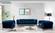 Chester Blue Fabric Sofa w/Gold Accent Legs by BH Furniture
