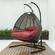 Wicker Hanging Egg Swing Chair - Split Construction - Double Seater - Charcoal w/Dark Red Seat by LeisureMod