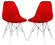 Dover Molded Transparent Red Side Chair with Acrylic Base (Set of 2) by LeisureMod