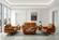 1810 Orange Leather Sofa by ESF