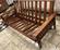 Futon Set - Queen Size - Hokkaido Antique Mahogany Frame, Mattress w/Removable Solid Cover