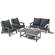 Alpine Poly Lumber 4-Piece Weather Resistant Patio Conversation Set - Charcoal by LeisureMod