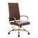 Benmar High-Back Leather Office Chair With Gold Frame Brown by LeisureMod