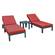 Chelsea Red Modern Outdoor Chaise Lounge Chair Set of 2 w/Side Table & Cushions by LeisureMod
