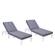 Chelsea Modern Outdoor White Chaise Lounge Chair w/Cushions (Set of 2) - Blue by LeisureMod
