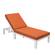 Chelsea Modern Outdoor White Chaise Lounge Chair w/Cushions - Orange by LeisureMod