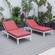 Chelsea Modern Outdoor White Chaise Lounge Chair w/Cushions (Set of 2) - Red by LeisureMod