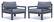 Chelsea Outdoor Patio Black Aluminum Armchairs With Cushions Blue, Set of 2 by LeisureMod