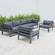 Chelsea 6-Piece Patio Armchair Sectional Black Aluminum With Cushions Black by LeisureMod
