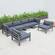 Chelsea 6-Piece Patio Armchair Sectional Black Aluminum With Cushions Black by LeisureMod
