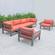 Chelsea 6-Piece Patio Armchair Sectional Black Aluminum With Cushions Orange by LeisureMod