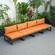 Chelsea 4-Piece Middle Patio Chairs Black Aluminum w/Cushions - Orange by LeisureMod