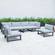 Chelsea 6-Piece Patio Sectional Black Aluminum With Cushions, Light Grey by LeisureMod