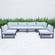 Chelsea 6-Piece Patio Sectional Black Aluminum With Cushions, Light Grey by LeisureMod