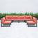 Chelsea 6-Piece Patio Sectional Black Aluminum With Cushions, Orange by LeisureMod