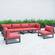Chelsea 6-Piece Patio Sectional Black Aluminum With Cushions, Red by LeisureMod