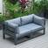 Chelsea Blue 2-Piece Sectional Loveseat Black Aluminum w/Cushions by LeisureMod