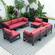 Chelsea 8-Piece Patio Sectional Black Aluminum w/Cushions - Red by LeisureMod