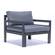 Chelsea 7-Piece Patio Sectional And Fire Pit Table Black Aluminum With Cushions Blue by LeisureMod