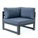 Chelsea 7-Piece Patio Sectional And Fire Pit Table Black Aluminum With Cushions Blue by LeisureMod
