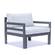 Chelsea 7-Piece Patio Sectional And Fire Pit Table Black Aluminum With Cushions Light Grey by LeisureMod