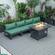 Chelsea 5-Piece Middle Patio Chairs & Fire Pit Table Set Black Aluminum w/Cushions - Blue by LeisureMod