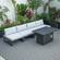 Chelsea 5-Piece Middle Patio Chairs & Fire Pit Table Set Black Aluminum w/Cushions - Light Grey by LeisureMod