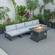 Chelsea 5-Piece Middle Patio Chairs & Fire Pit Table Set Black Aluminum w/Cushions - Light Grey by LeisureMod