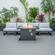 Chelsea 5-Piece Middle Patio Chairs & Fire Pit Table Set Black Aluminum w/Cushions - Light Grey by LeisureMod