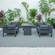 Chelsea 5-Piece Sectional Loveseat & Fireplace Set Black Aluminum w/Cushions - Black by LeisureMod