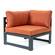Chelsea 5-Piece Sectional Loveseat & Fireplace Set Black Aluminum w/Cushions - Orange by LeisureMod