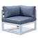 Chelsea Blue 7-Piece Patio Sectional & Fire Pit Table Weathered Grey Aluminum w/Cushions by Leisuremod