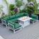 Chelsea 7-Piece Patio Sectional And Fire Pit Table Weathered Grey Aluminum With Cushions by LeisureMod